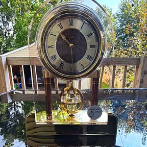 Linden Analog Desk Clock Dome w/ Pendulum Roman Numerals Swarovski Crystal read